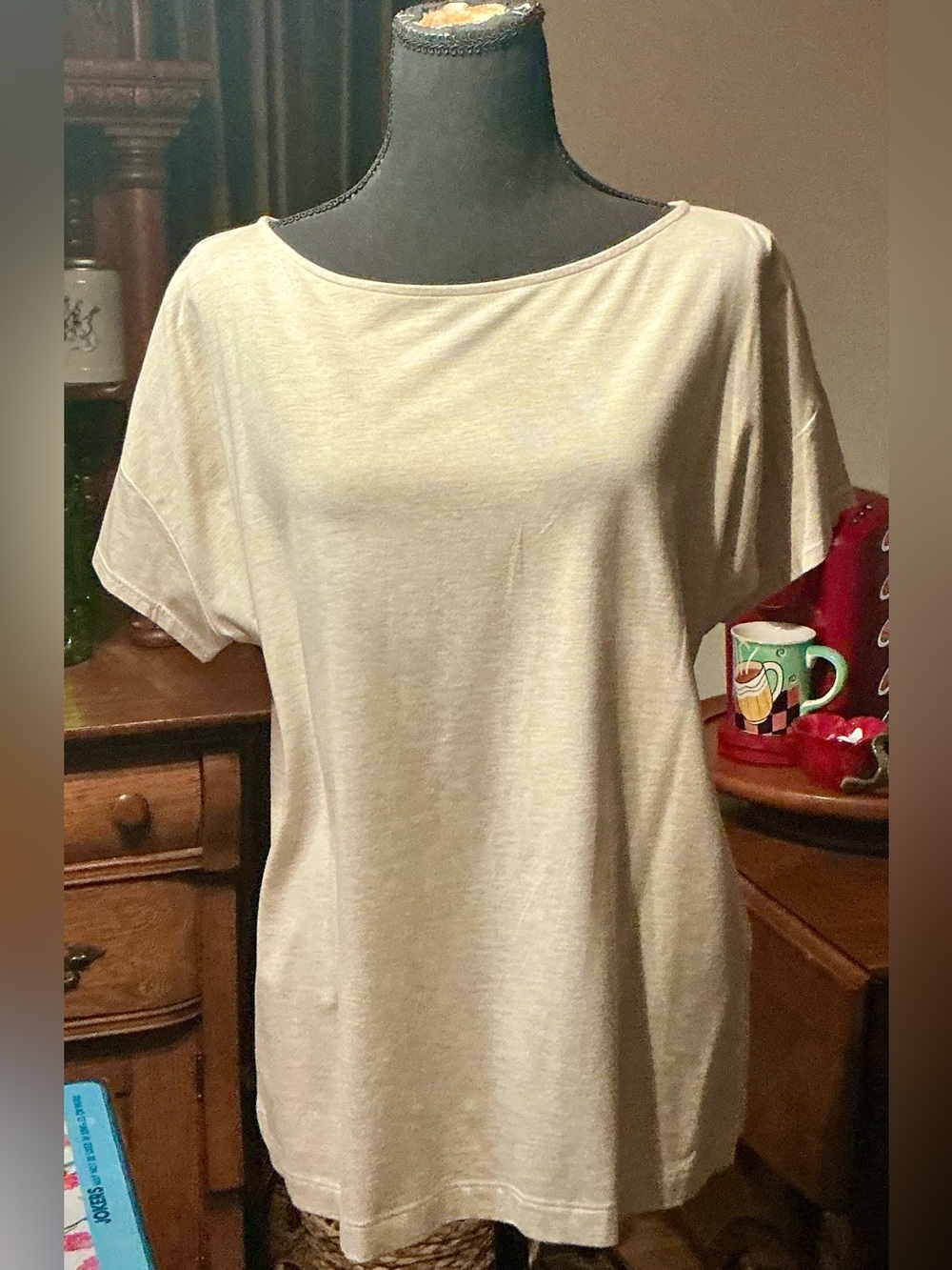 J. Jill Luxe Supima Short-Sleeve Tee in Natural Beige L